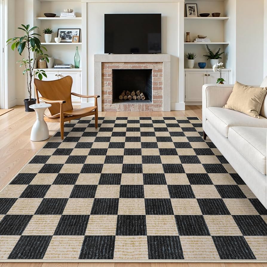 Amazon.com: LIVEBOX 8x10 Area Rugs for Living Room, Checkered Non