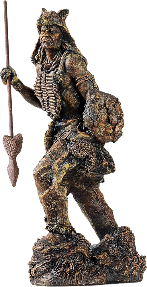 Amazon.co.jp: VINTAGIFT 樹脂製インディアン戦士 槍の像 ネイティブ