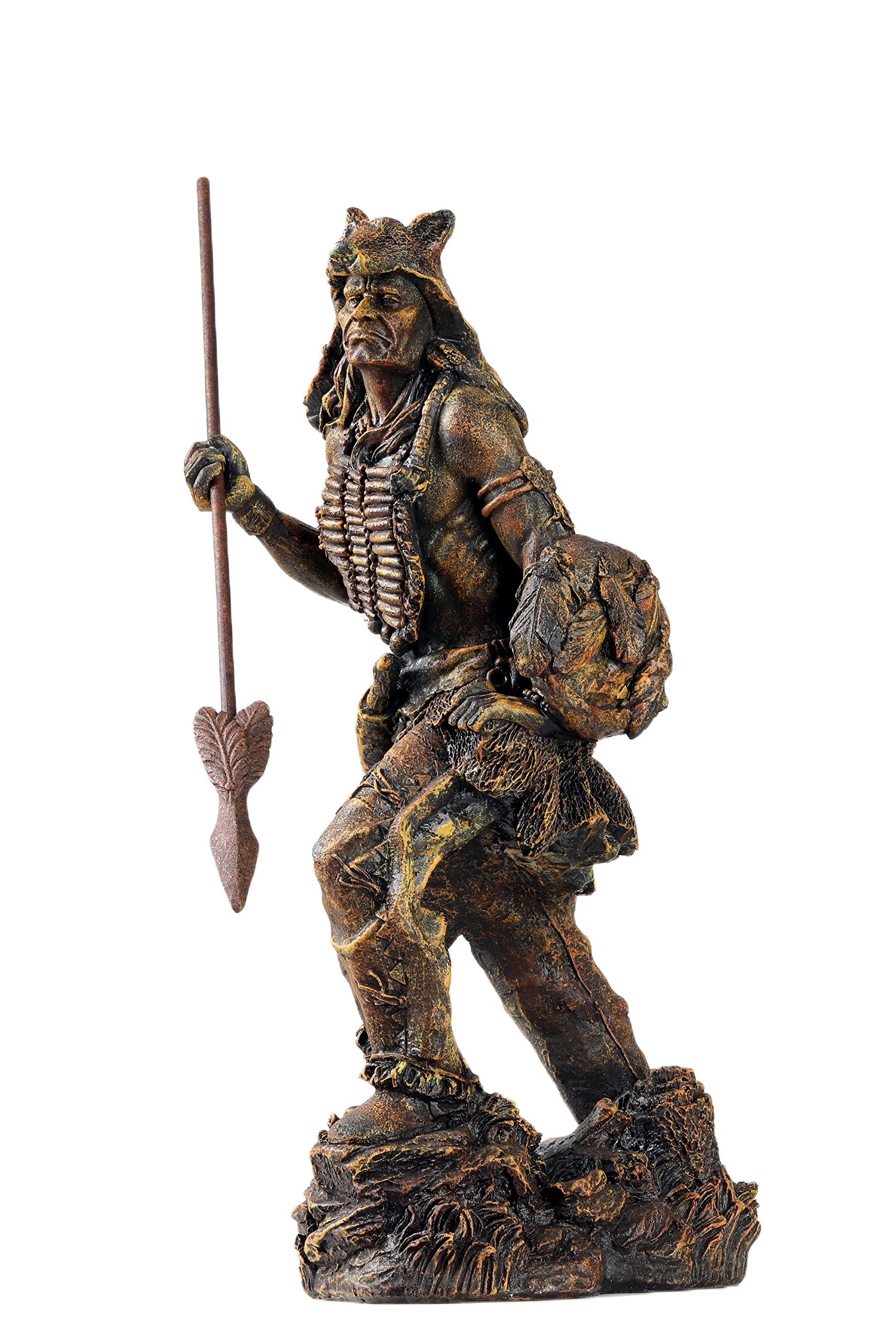 Amazon.co.jp: VINTAGIFT 樹脂製インディアン戦士 槍の像 ネイティブ