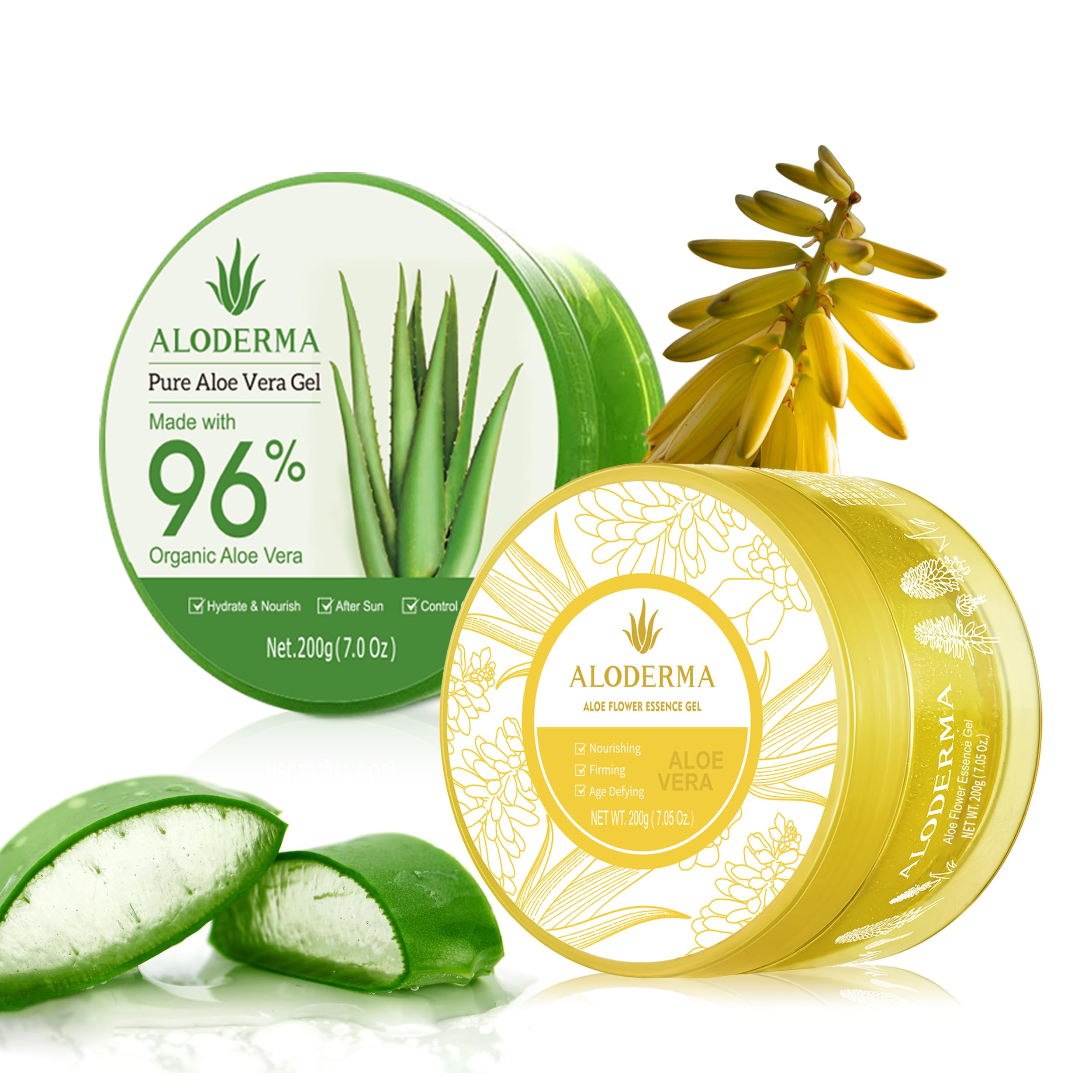 Amazon.com : Aloderma Aloe Vera Gel Set 2 Pack - Aloe Flower