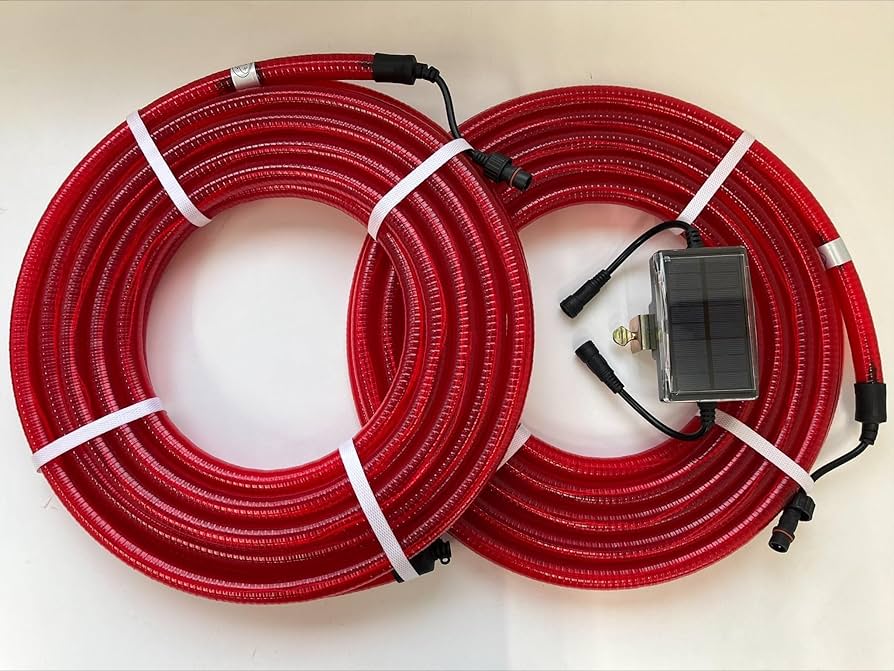 Amazon.co.jp: ソーラーLEDチューブライト・赤点滅・チューブ10m×2