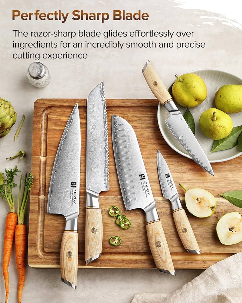 Amazon | XINZUO複合鋼5Pcsキッチンナイフセット、3層クラッド鋼シェフ