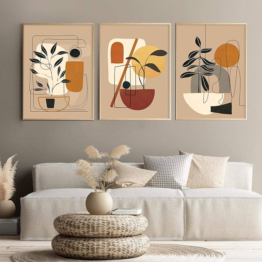 Amazon.co.jp: モダン抽象キャメルカラー静物リーフ自由奔放に生きる