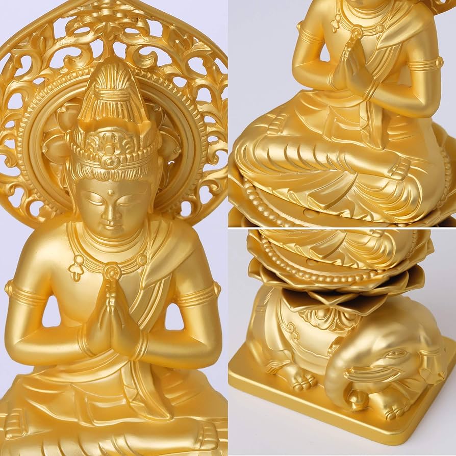 Amazon｜仏像 普賢菩薩 15cm（金メッキ/24金） 仏師：牧田秀雲 原型＿