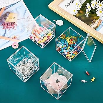 Amazon.co.jp: アクリルボックス 8個セット 蓋付き クリア