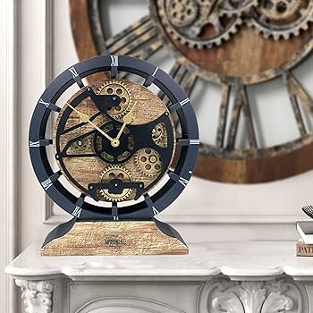 The Gears Clock Desk Clock 10 Inches with Real Moving Gear