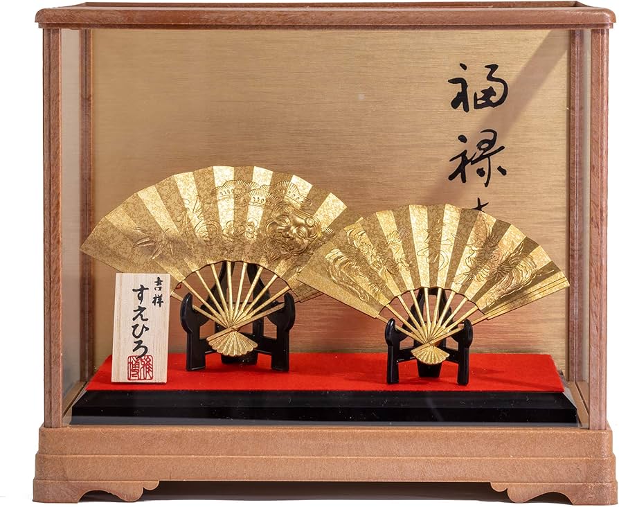 Amazon.co.jp: 吉祥 末広 雅 （金色半光沢塗装）＿置物 扇 扇子 高岡