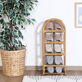 Amazon.co.jp: 不二貿易 スリッパラック ラタン 玄関収納 軽量 籐 幅30