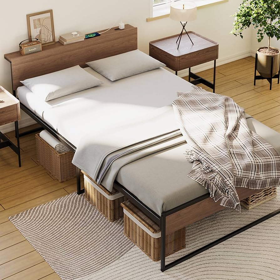 Amazon｜SINNONAKA 2口コンセント ベッドフレーム 宮棚付き シングル