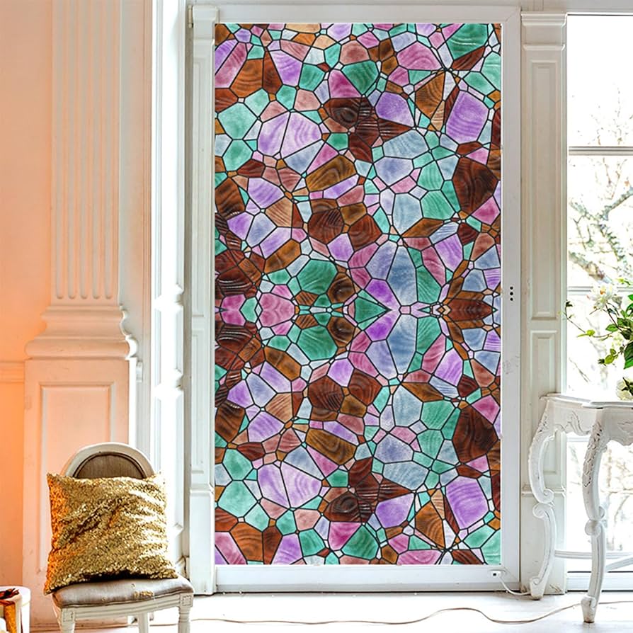 Amazon｜欧式 ガラス窓フィルム ステンドグラス レトロ風 装飾