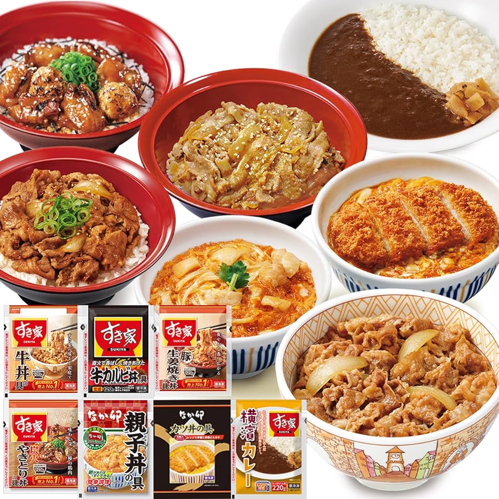 Amazon.co.jp: すき家 なか卯 食べ比べセット7種19食 【牛丼×炭火