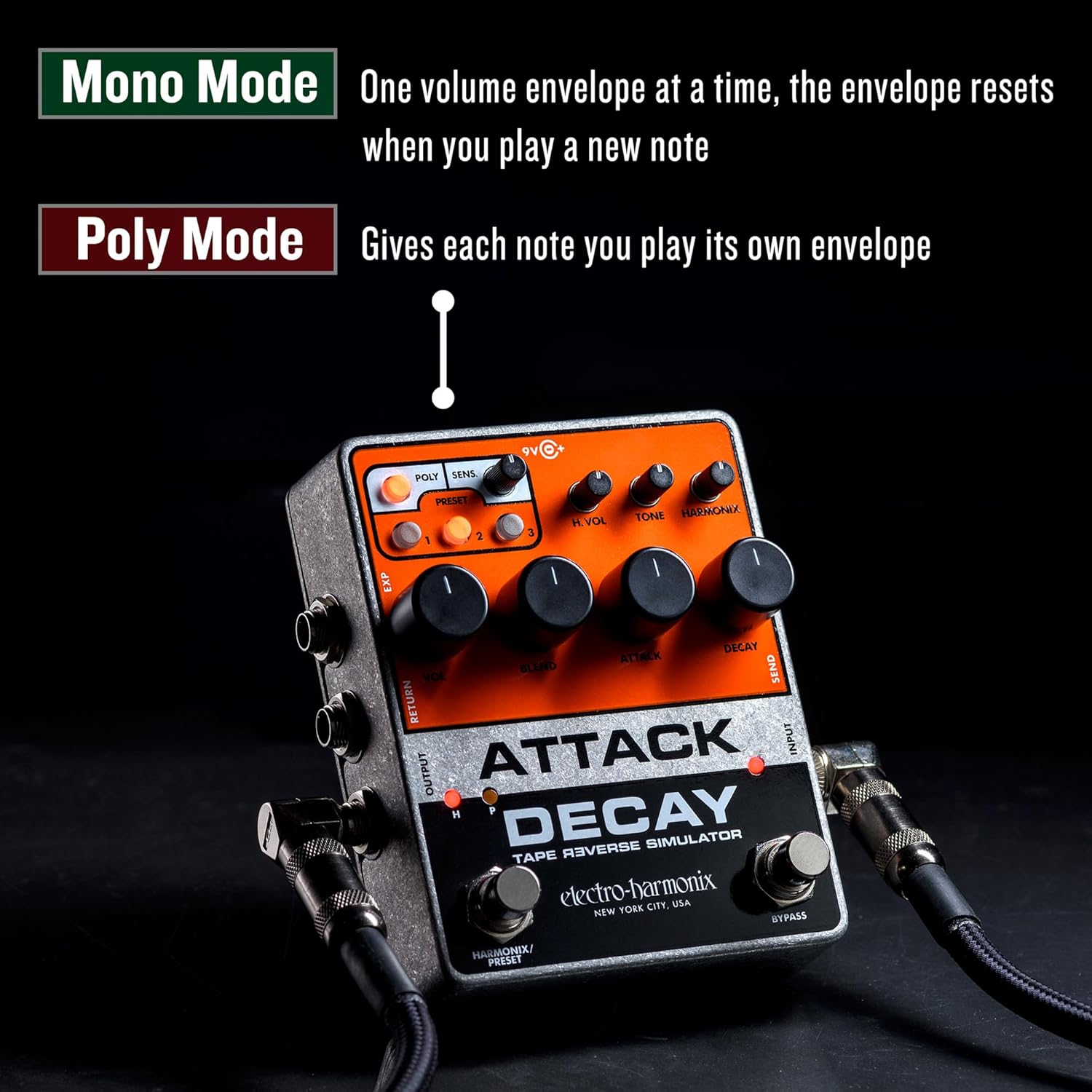 Electro-Harmonix Attack Decay テープリバースシミュレーターペダル