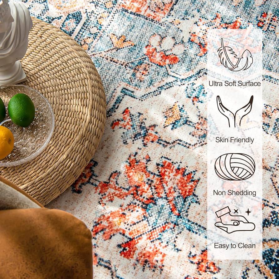 Amazon.com: VK VK·LIVING Machine Washable Rug 4'x6' Vintage Design