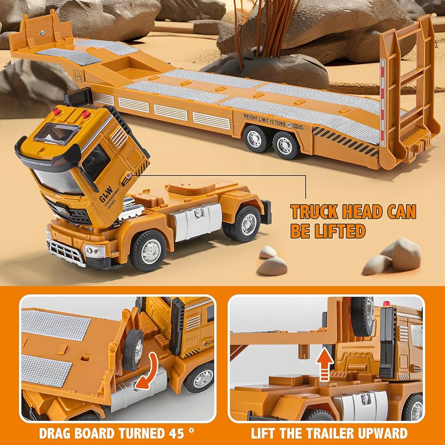 Amazon.com: VijiSuki Die-cast Construction Truck Toys Set w/Semi