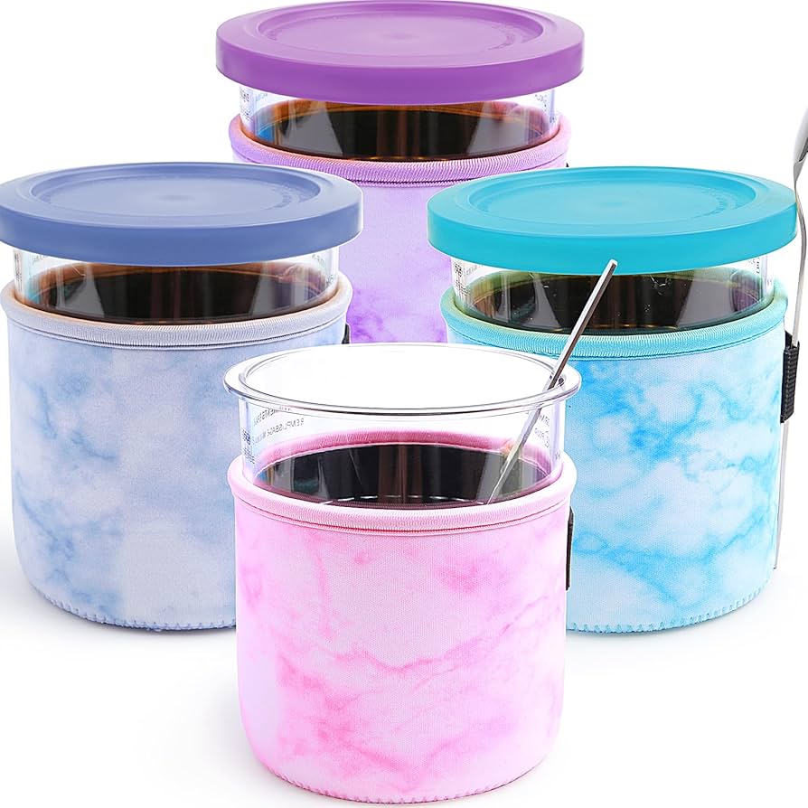 Amazon.com: 4 Pack Reusable Ice Cream Neoprene Sleeve Ninja Creami