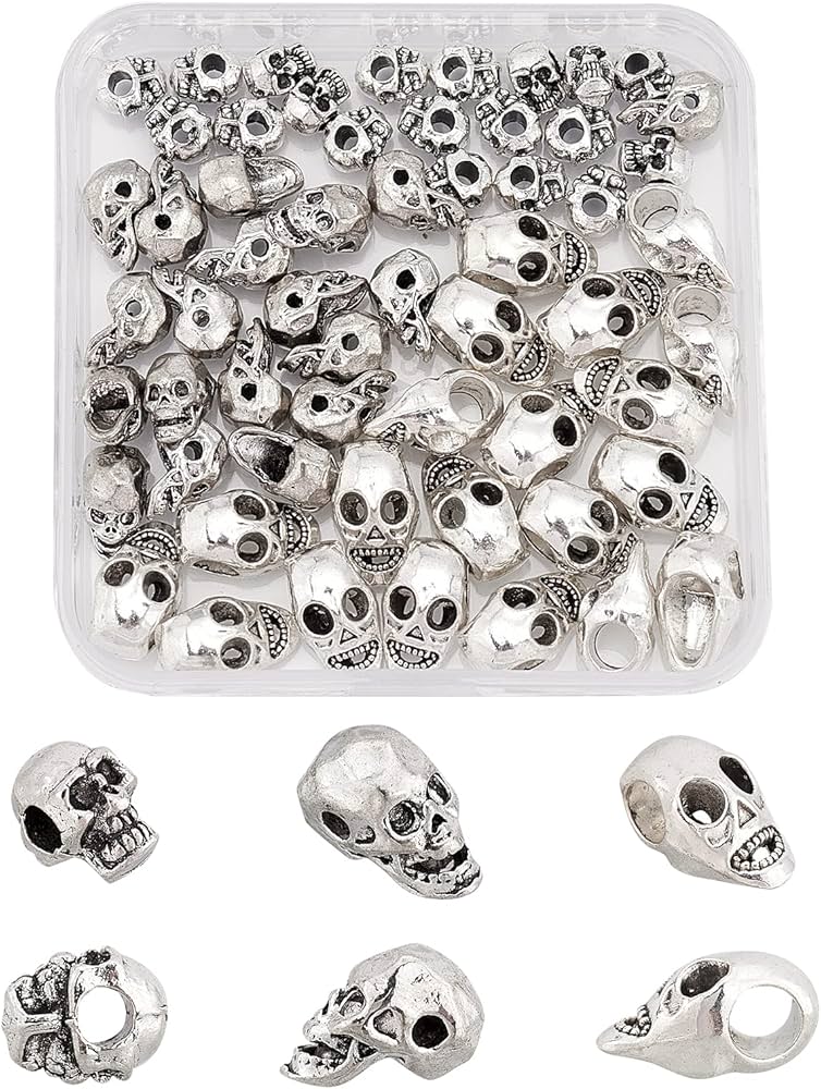 Amazon.co.jp: SUPERFINDINGS 3スタイル 合金 スカルビーズ スカル