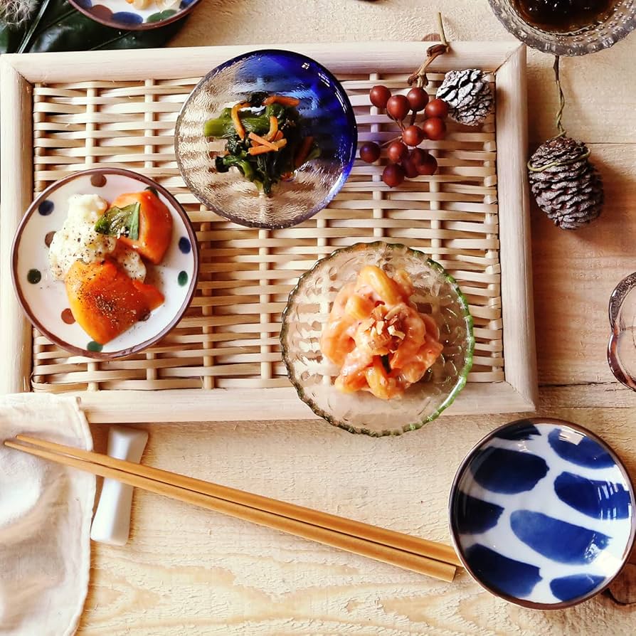 Amazon｜Dolce duo 小鉢 小皿 豆皿 ガラス (沖縄風の柄) 6枚セット (木