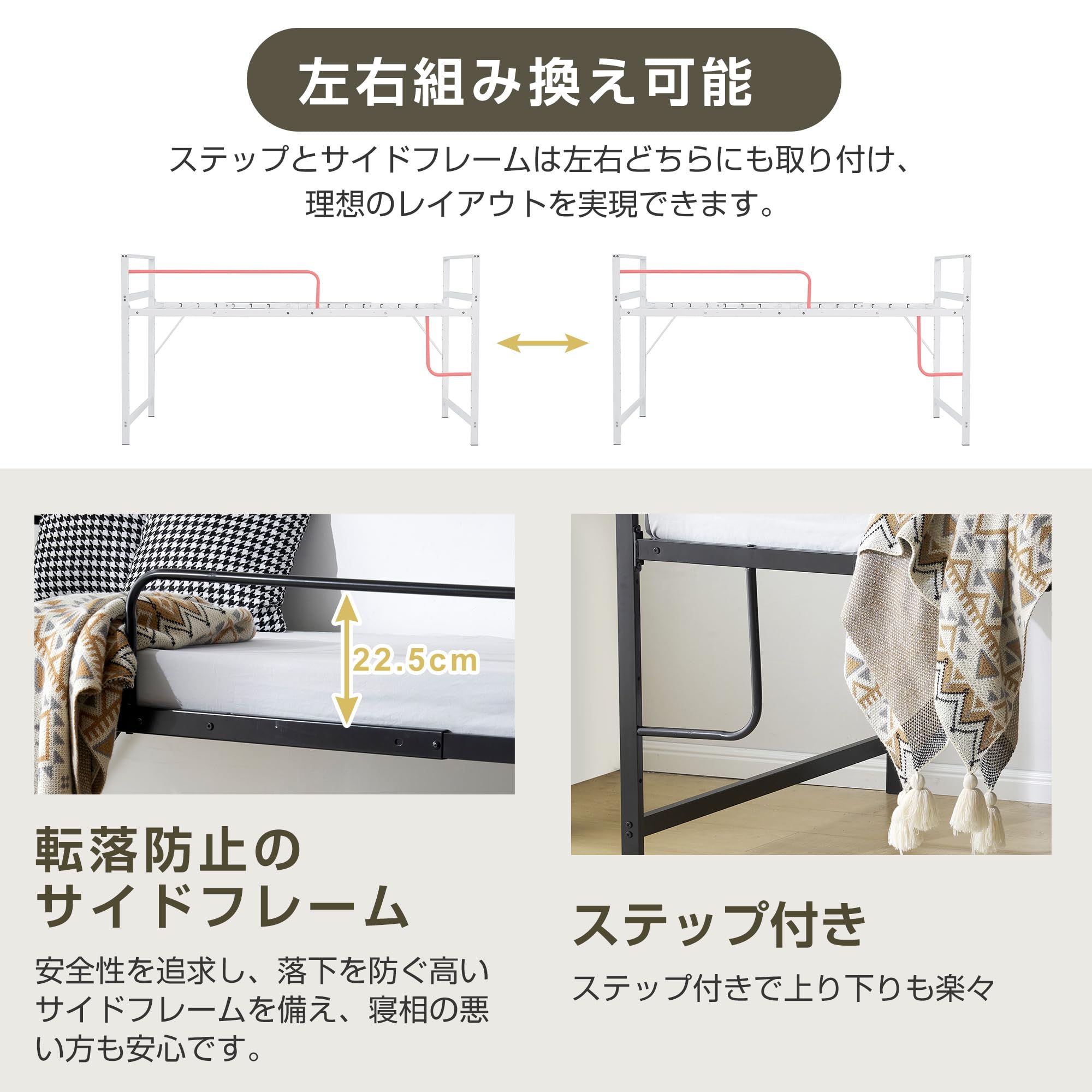 Amazon｜ロフトベッド パイプベッド シングル システムベッド ロー