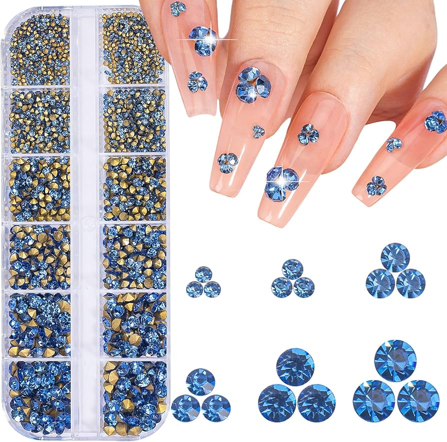Amazon.co.jp: DZHILHMX 1660個 ブルー ネイルラインストーン ネイル用