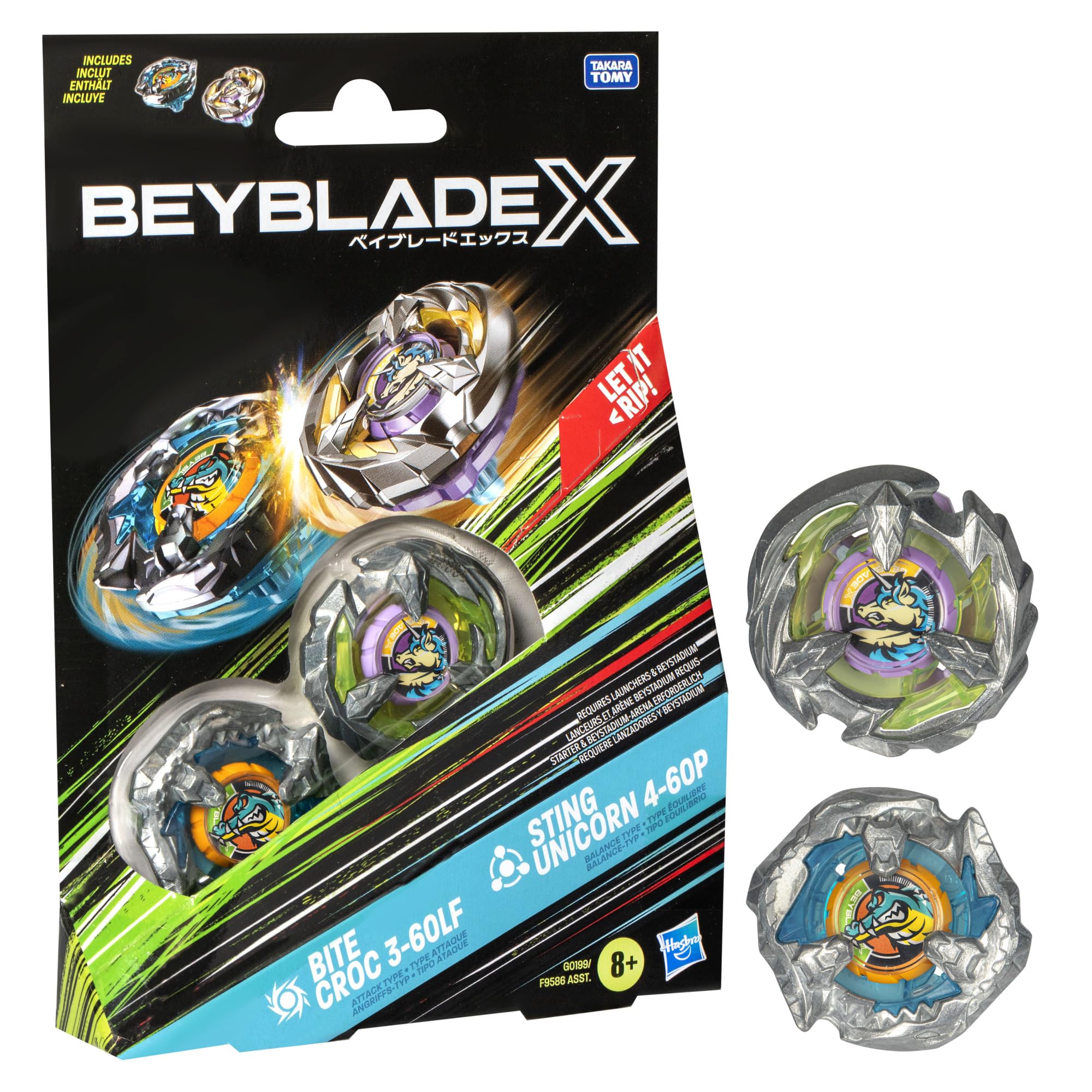 Amazon.com: Beyblade X Bite Croc 3-60LF and Sting Unicorn 4-60P