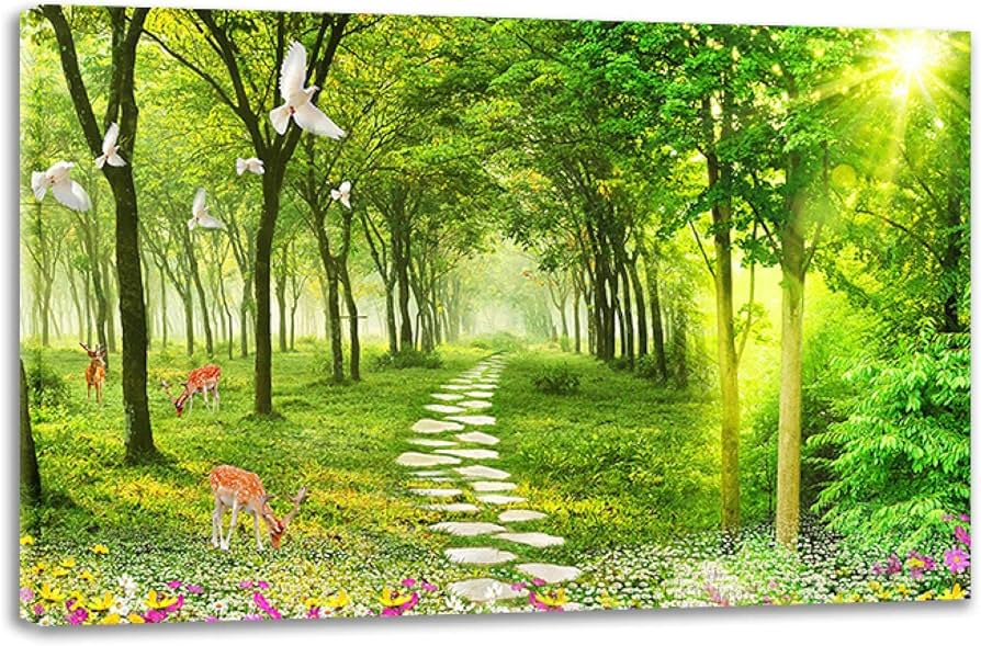 Amazon.co.jp: 額入りキャンバスウォールアート 風景画すぐに掛け