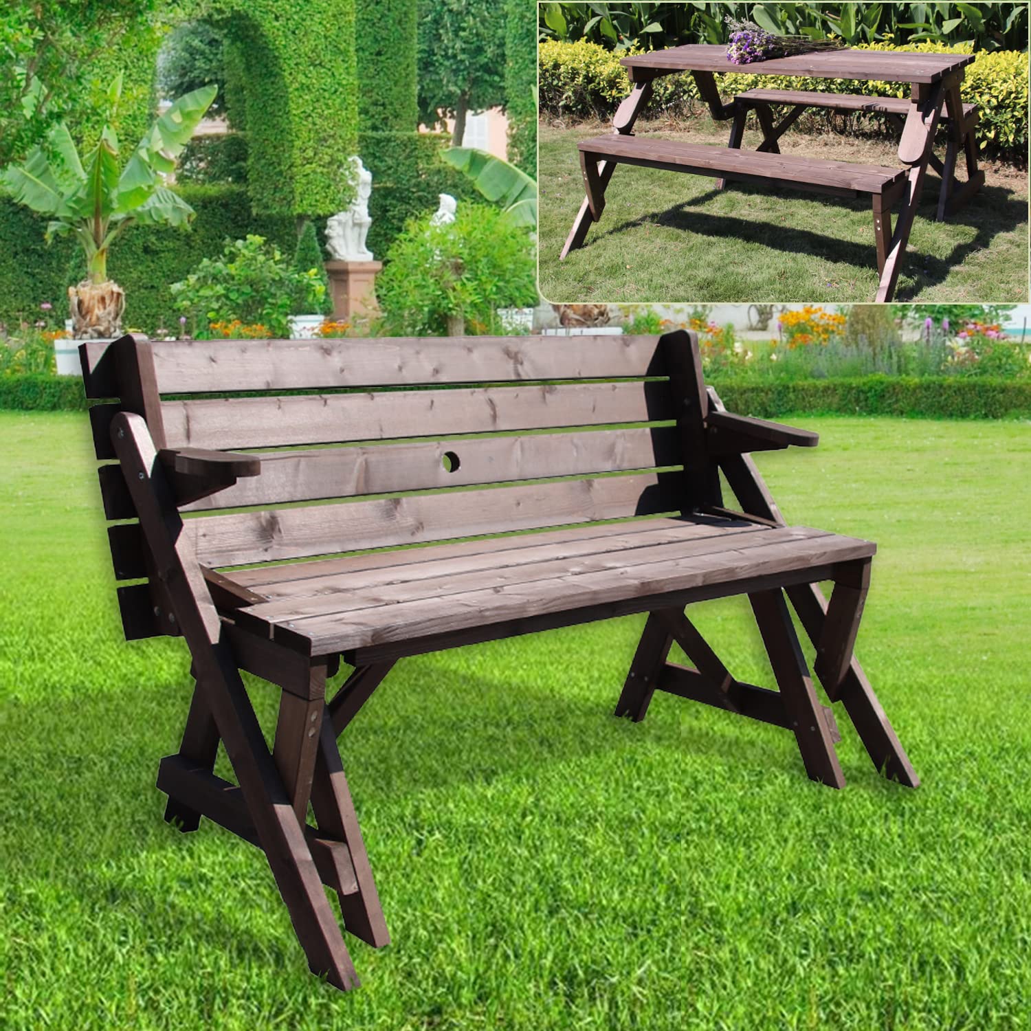 Amazon.co.jp: LSPYYDS ガーデンベンチ テーブルセット 木製ピクニック