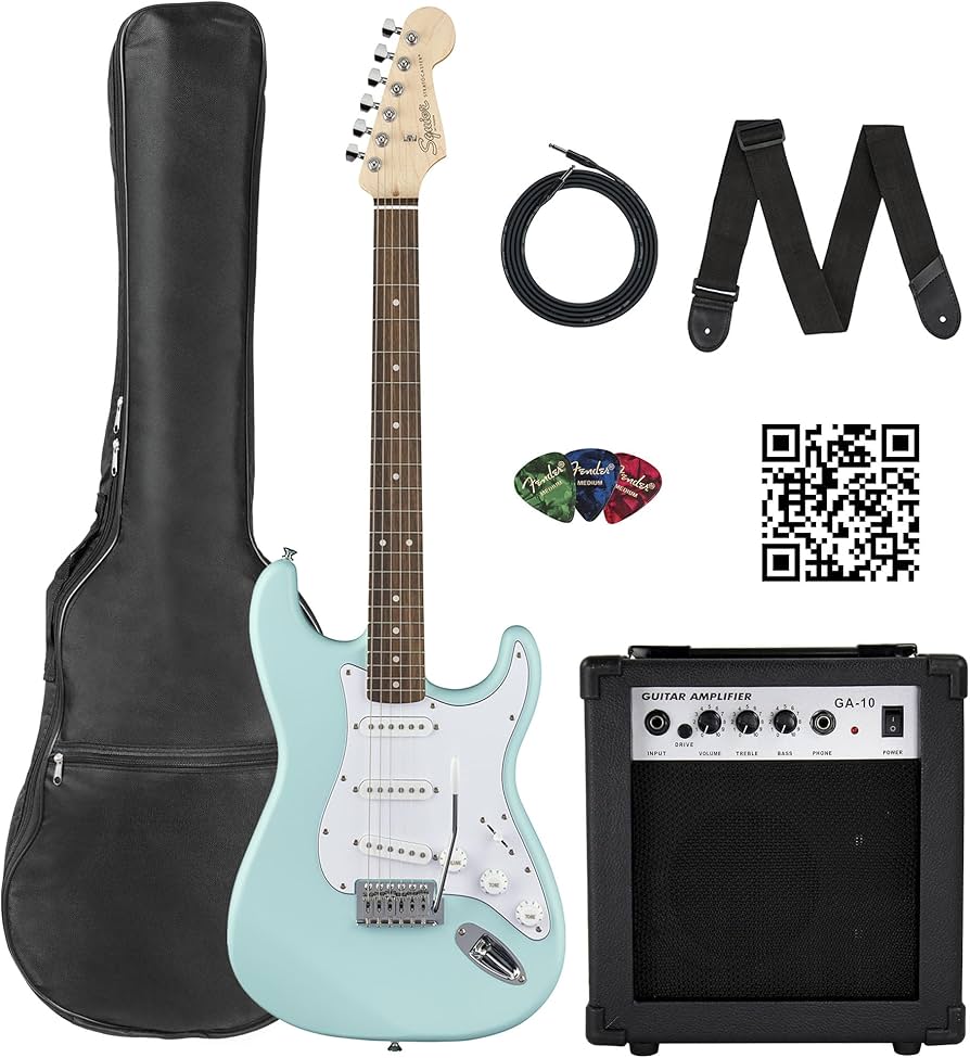 Amazon.com: Fender Squier Stratocaster Electric Guitar - Daphne