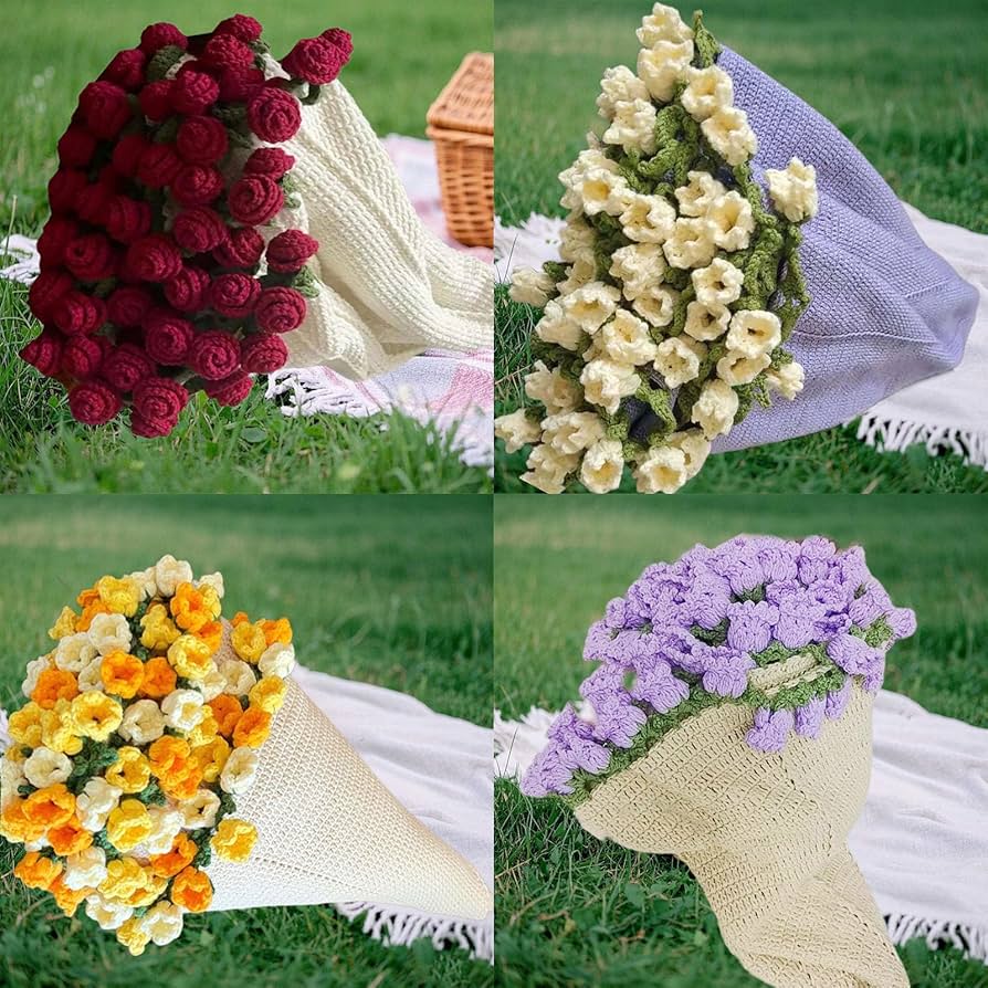 Amazon｜ローズブーケブランケット かぎ針編み ハンドメイド 軽量