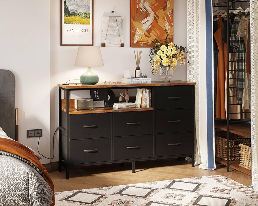 Amazon｜AODK タンス チェスト コンセント付き 幅132×奥行30×高さ90cm