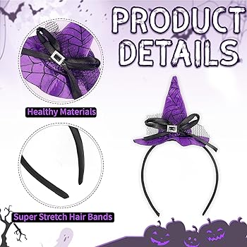 Amazon.com: SeBneny Halloween Headband Purple Witch Hat Hair Hoop