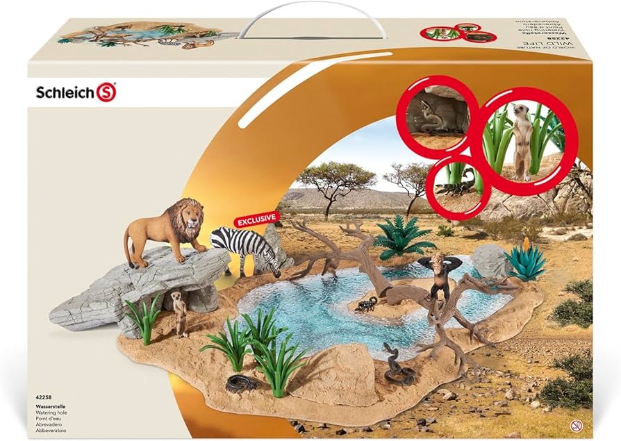 Amazon.co.jp: Schleich シュライヒ ワイルドライフ 動物達の水飲み場