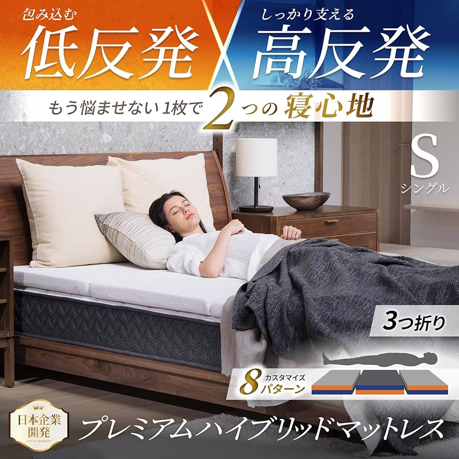 Amazon｜GOKUMIN マットレス 三つ折り 高反発 低反発 2層構造 厚さ6cm