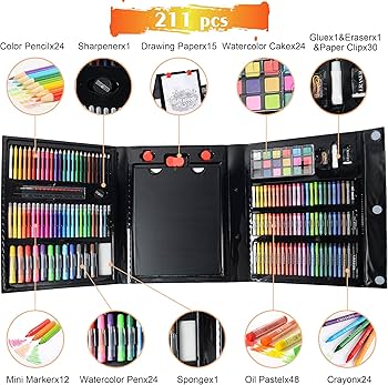 Amazon.co.jp: KIDDYCOLOR 211枚の絵の具セット、デラックス・アート