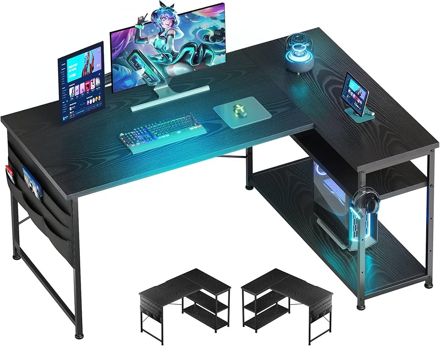 Amazon | YeTom l字デスク ゲーミングデスク デスク 幅120cm pcデスク