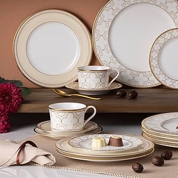 Amazon.com | Noritake Trefolio Gold 40-Piece Dinnerware Set
