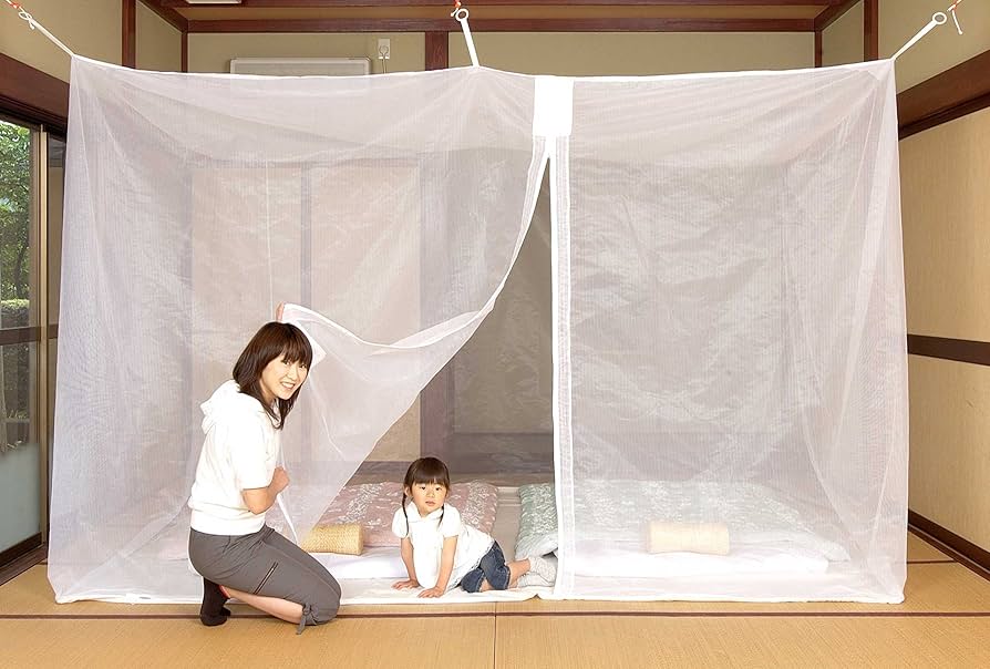 Amazon｜日本製 洗えるムカデ蚊帳 底付 サイス：3畳 ～8畳（白/ブルー