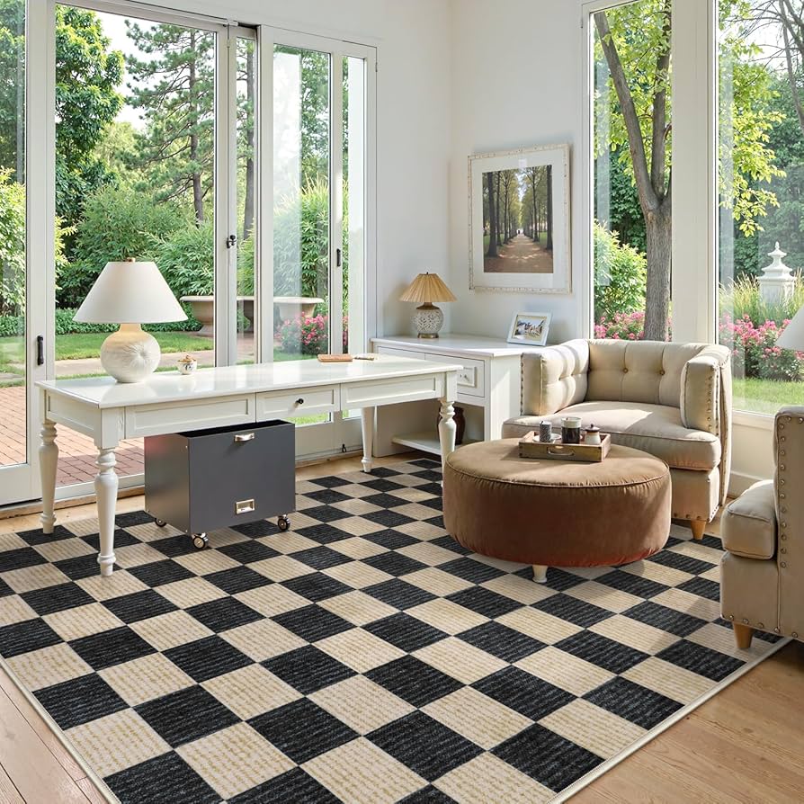 Amazon.com: LIVEBOX 8x10 Area Rugs for Living Room, Checkered Non