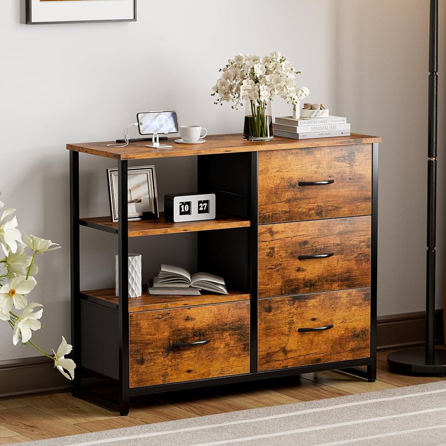 Amazon｜IKIFLY チェスト収納 タンス 棚付き 箪笥 リビング収納