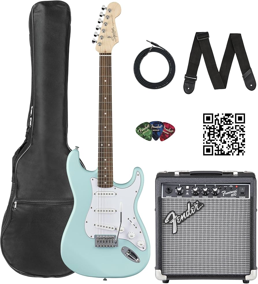 Amazon.com: Fender Squier Stratocaster Electric Guitar - Daphne