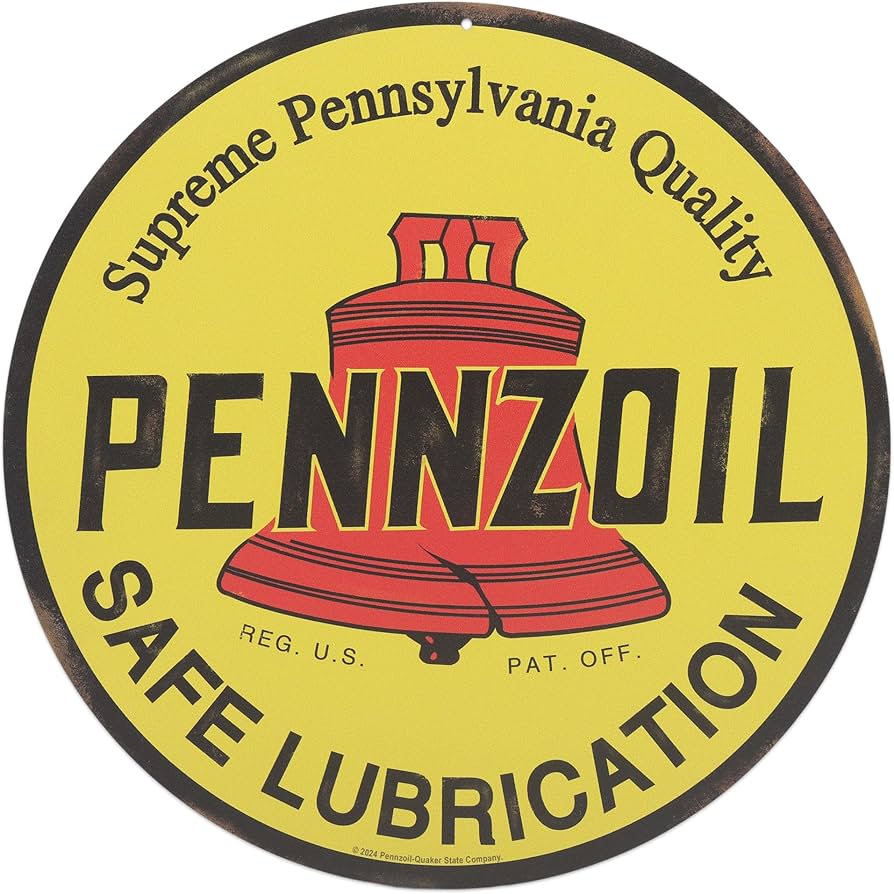 Amazon.com: Pennzoil Logo Round Metal Sign - Vintage Pennzoil Wall