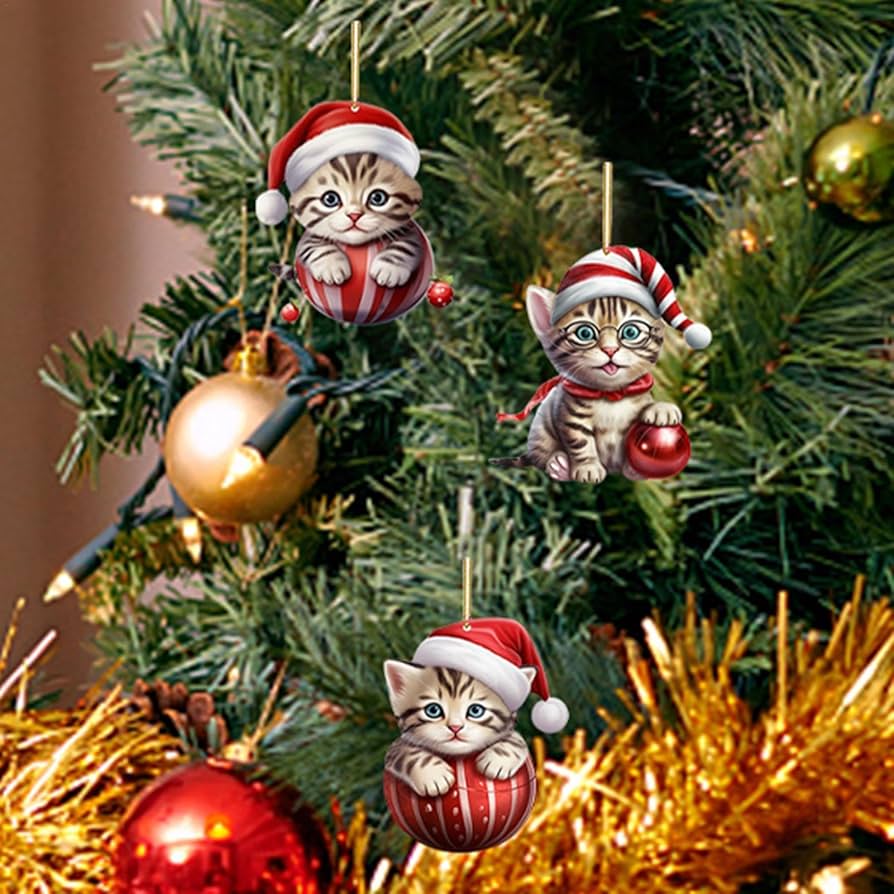 Amazon.co.jp: 猫のクリスマス ツリー オーナメント,クリスマス ツリー