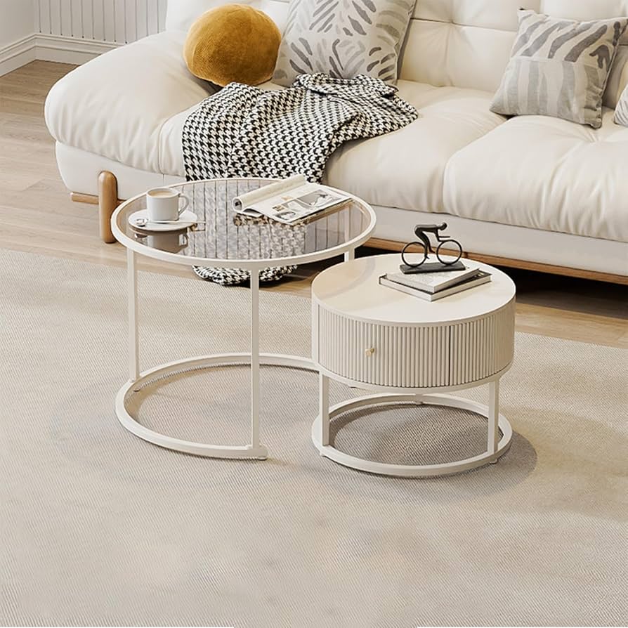 Amazon.co.jp: ネストテーブル 丸 ローテーブル センターテーブル 大小