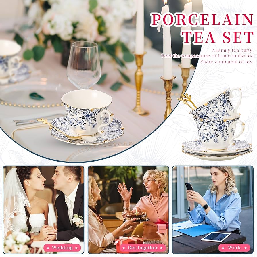 Amazon.com | TATSUMI Country Roses 18 Peices Bone China Tea Cup