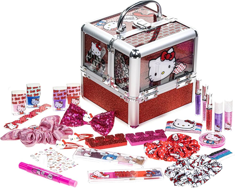 Amazon.com : Hello Kitty Train Case Cosmetic Makeup Set Includes