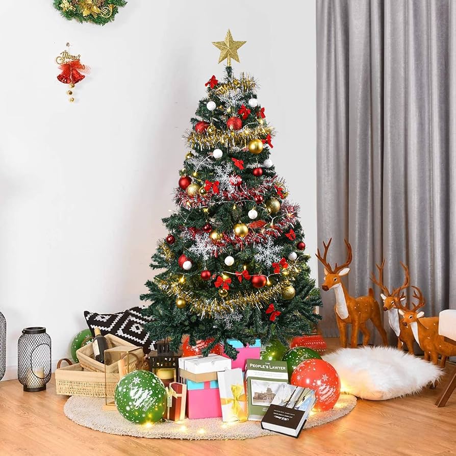 Amazon.co.jp: クリスマスツリー 150cm 枝数450本 暖色LEDライト