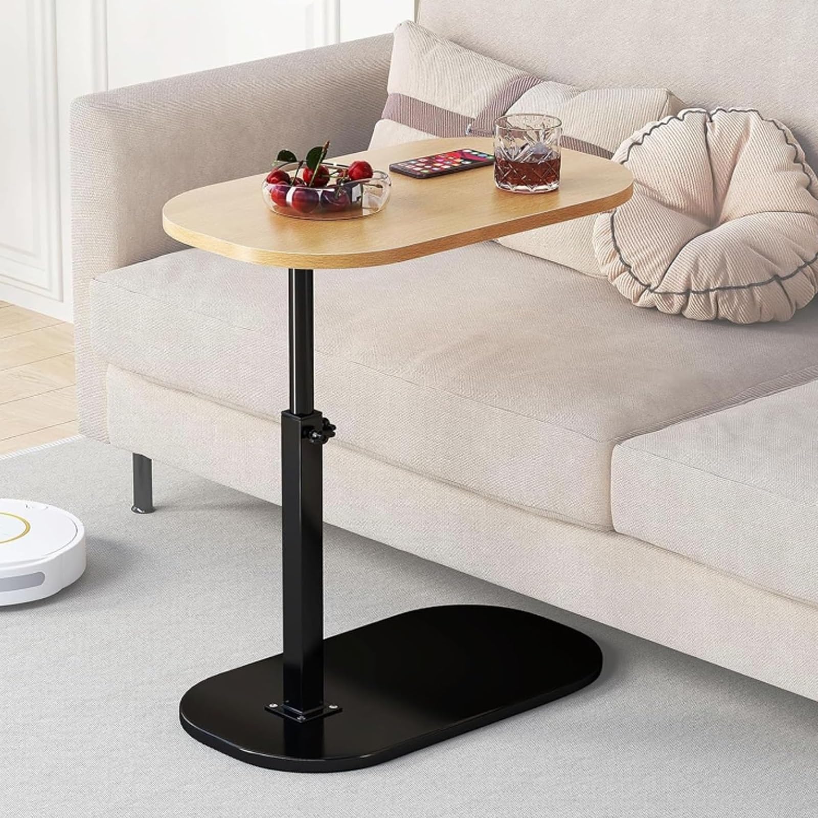 Amazon｜回転テーブル サイドテーブル 高さ調節 サイドテーブル 昇降式