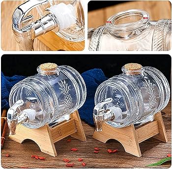 Amazon｜ワイン樽 ビール樽 1L ミニ樽 ガラス クリア バケツ 高級