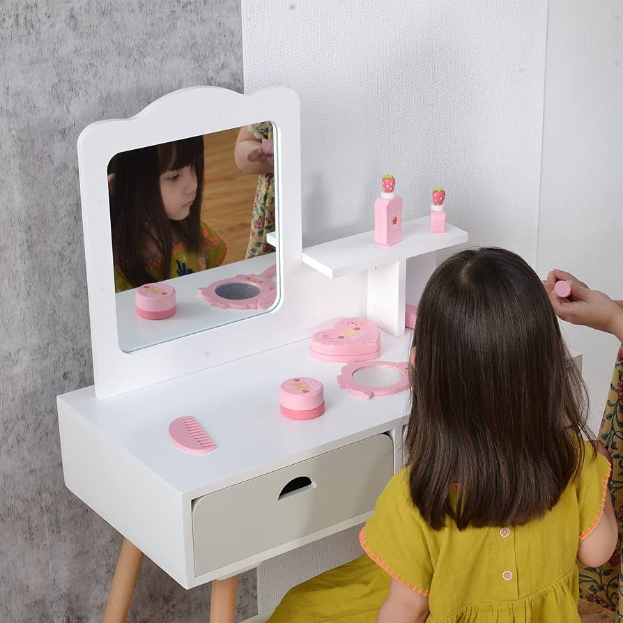 Amazon.co.jp: おままごとドレッサー ドレッサー 木製 化粧台 鏡台