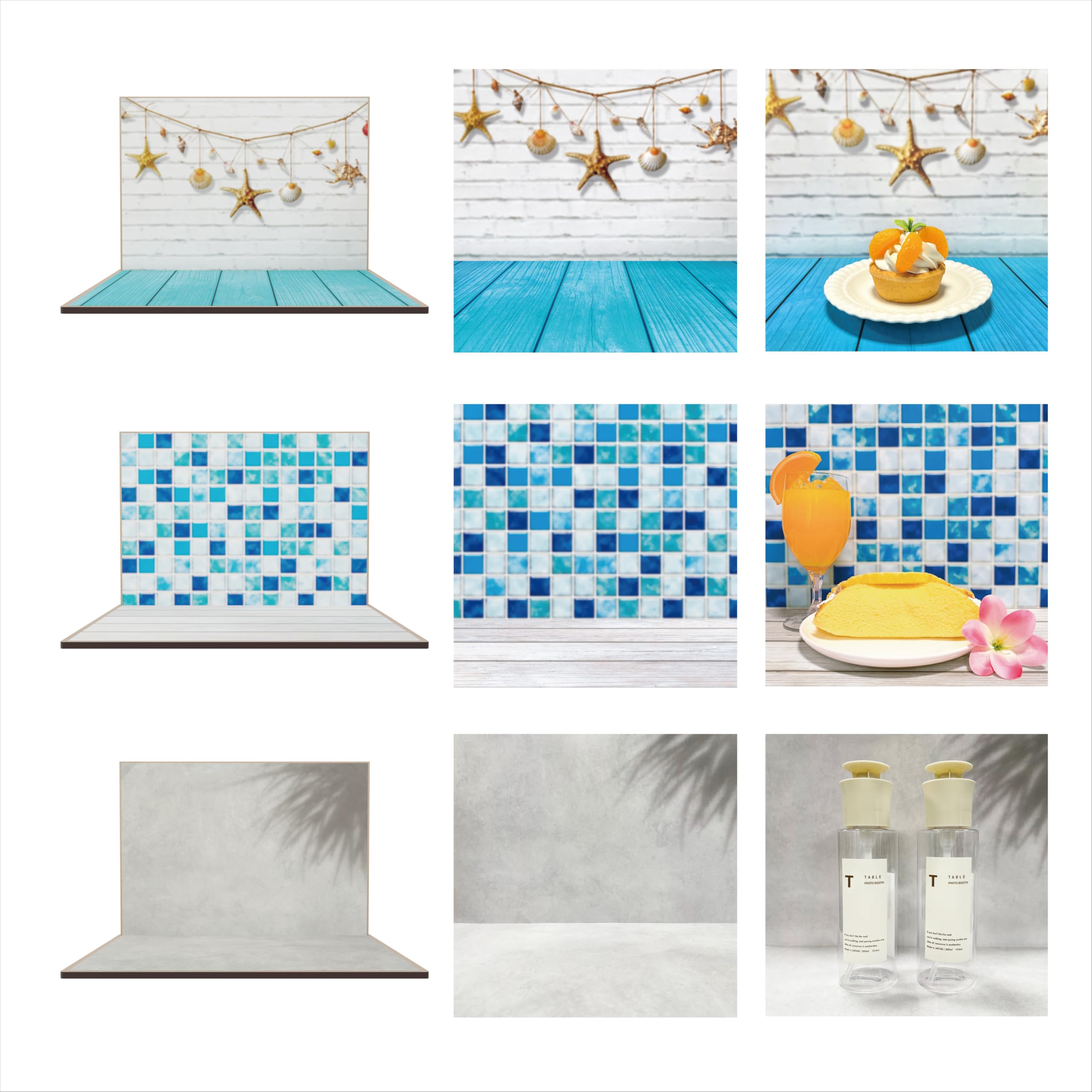 Amazon | テーブルフォトブース【サマー001】 商品撮影パネル＋背景紙3
