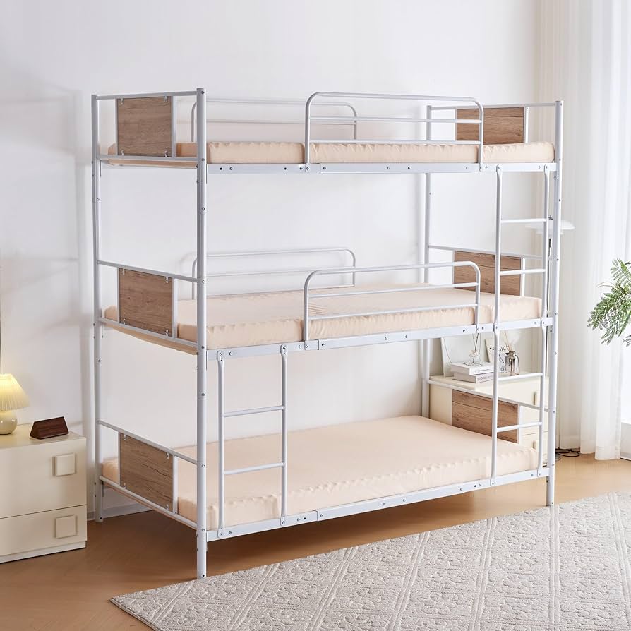 Amazon｜三段ベッド 分離可能 耐震スチール製 パイプベッド 子供部屋